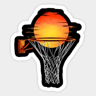 Sun Goes Down Behind Basketball Hoop Basketball Sticker